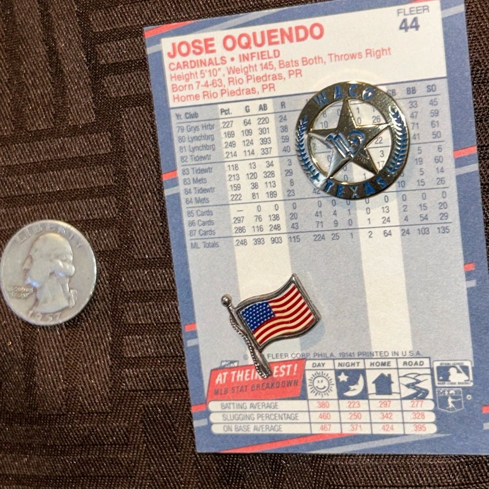 2 pin bundle , American flag and Waco Texas Badge.